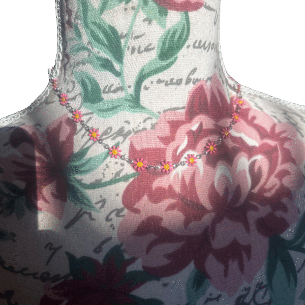 Pink Daisy Charm Necklace