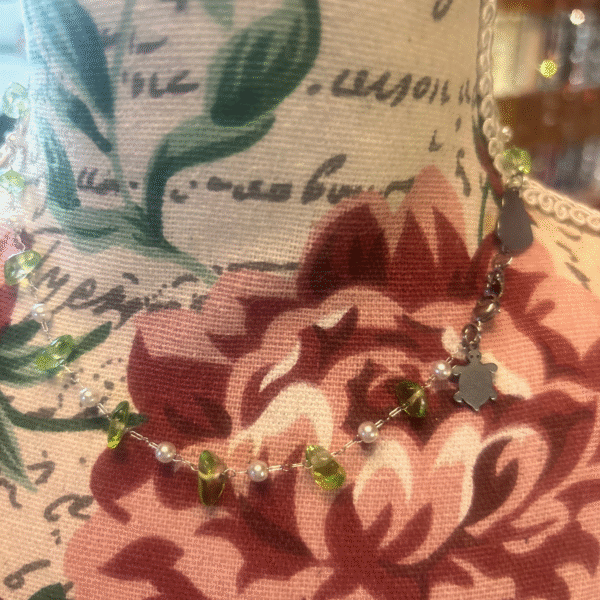 Peridot & Pearl Turtle Necklace