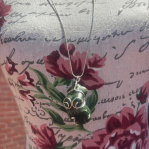 Green Jasper Wire-Wrapped Pendant Necklace